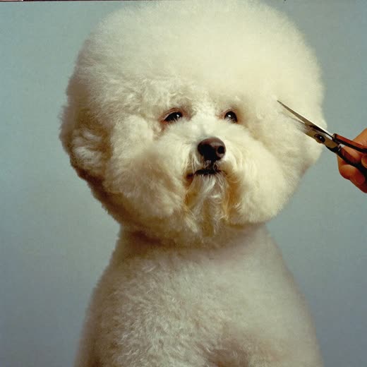 A freshly clipped dog after a haircut